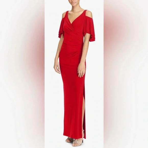 Lauren Ralph Lauren Cold-Shoulder Jersey Gown Size 8 - Picture 2 of 6